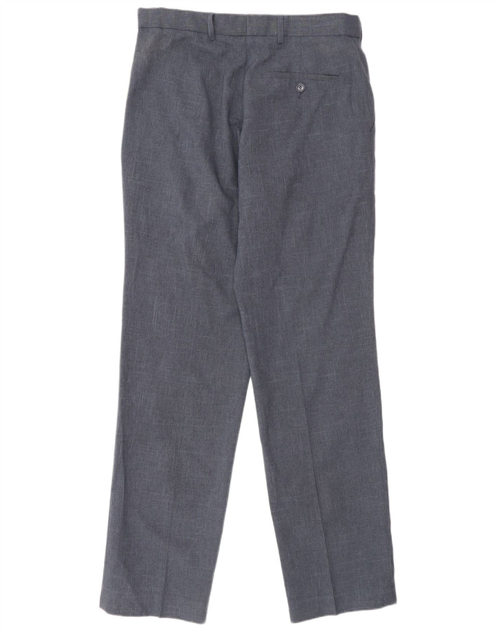 Marks & Spencer Mens Regular Fit Suit Trousers W32 L33 Navy Blue Polyester