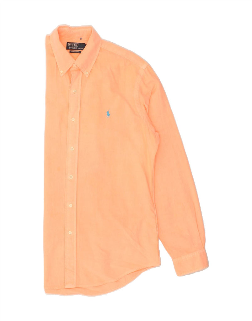 POLO RALPH LAUREN Mens Custom Fit Shirt Medium Orange Cotton | Vintage Polo Ralph Lauren | Thrift | Second-Hand Polo Ralph Lauren | Used Clothing | Messina Hembry 