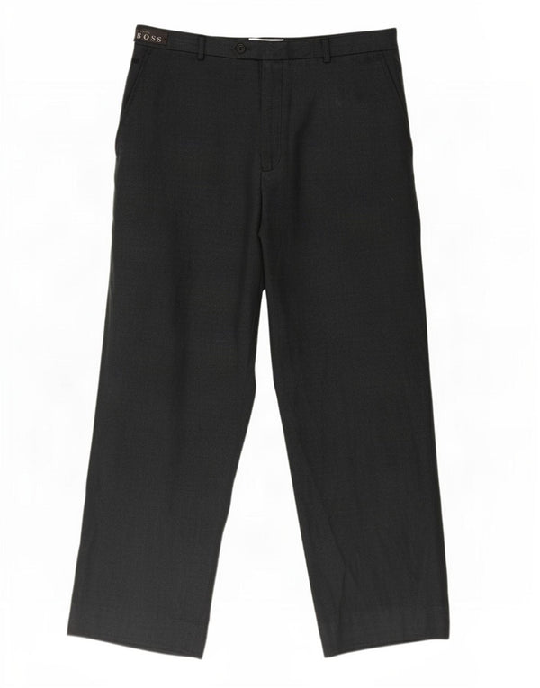 Hugo Boss Mens Straight Suit Trousers W35 L28 Grey