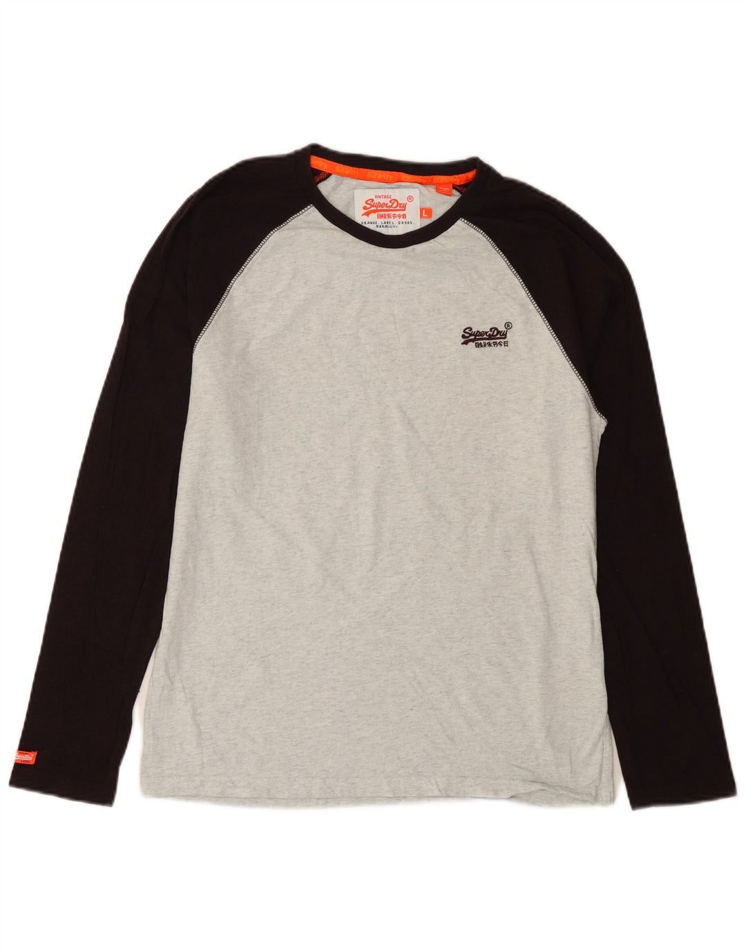 Superdry Mens Top Long Sleeve Large Grey Colourblock Cotton