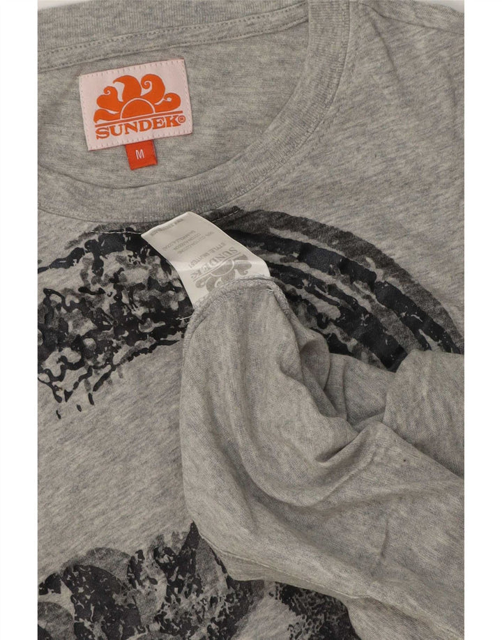 Sundek Mens Graphic T-Shirt Top Medium Grey Flecked Cotton