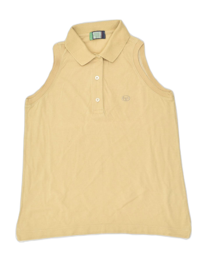 SERGIO TACCHINI Womens Sleeveless Polo Shirt UK 12 Medium Yellow | Vintage Sergio Tacchini | Thrift | Second-Hand Sergio Tacchini | Used Clothing | Messina Hembry 