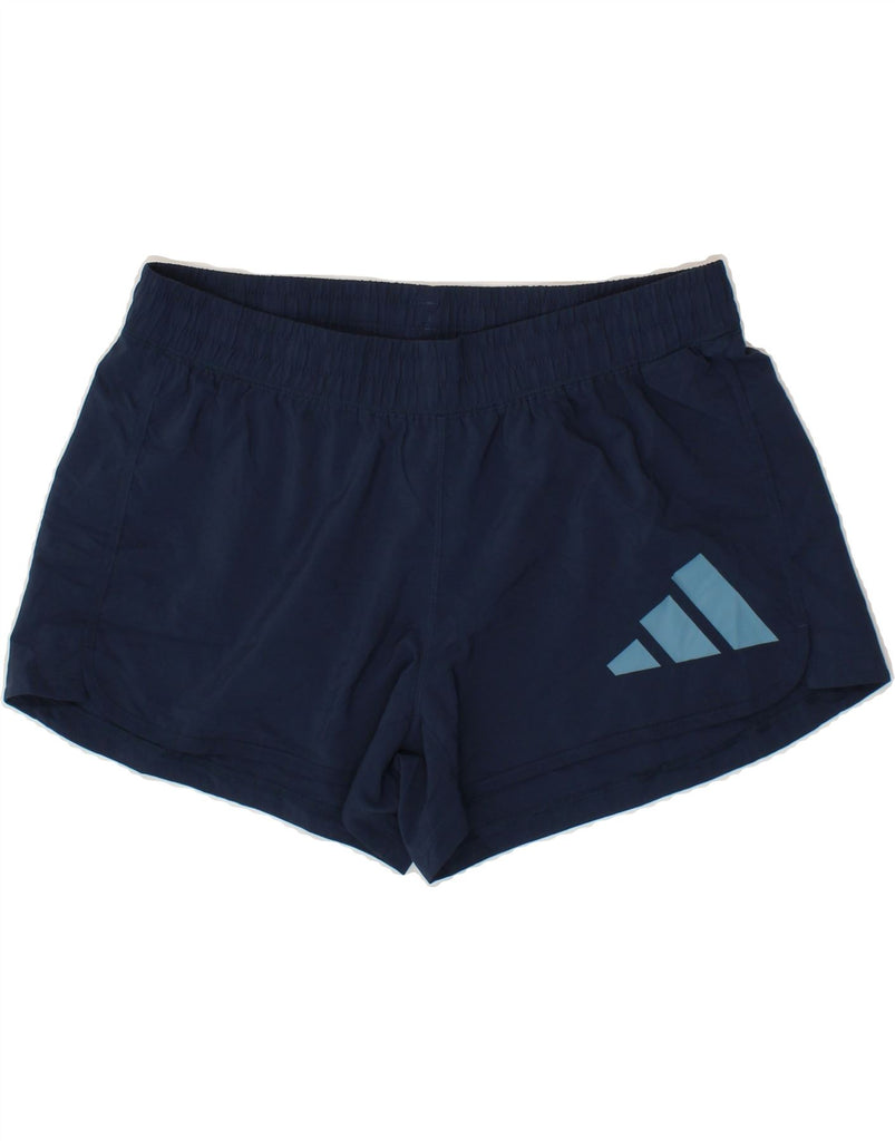 ADIDAS Womens Graphic Sport Shorts UK 16/18 Large  Navy Blue Polyester Vintage Adidas and Second-Hand Adidas from Messina Hembry 