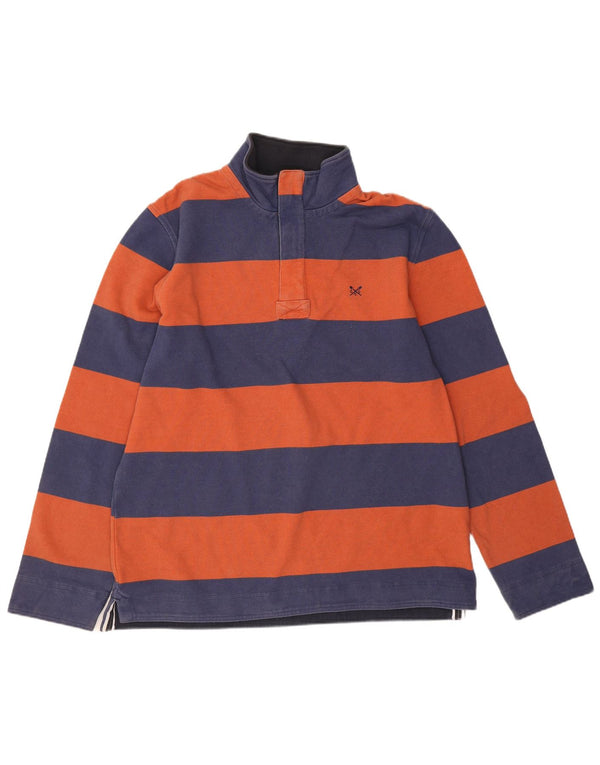 CREW CLOTHING Mens Zip Neck Sweatshirt Jumper Large Navy Blue Striped