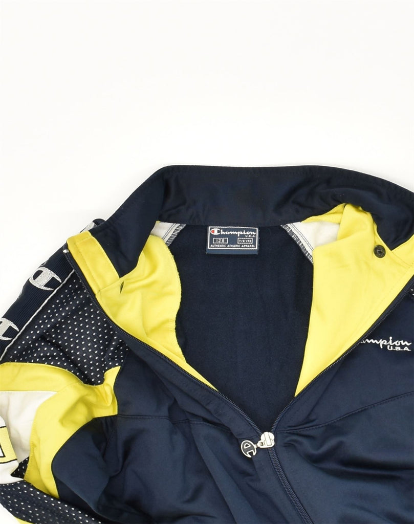 CHAMPION Boys Tracksuit Top Jacket 7-8 Years Navy Blue Colourblock | Vintage Champion | Thrift | Second-Hand Champion | Used Clothing | Messina Hembry 