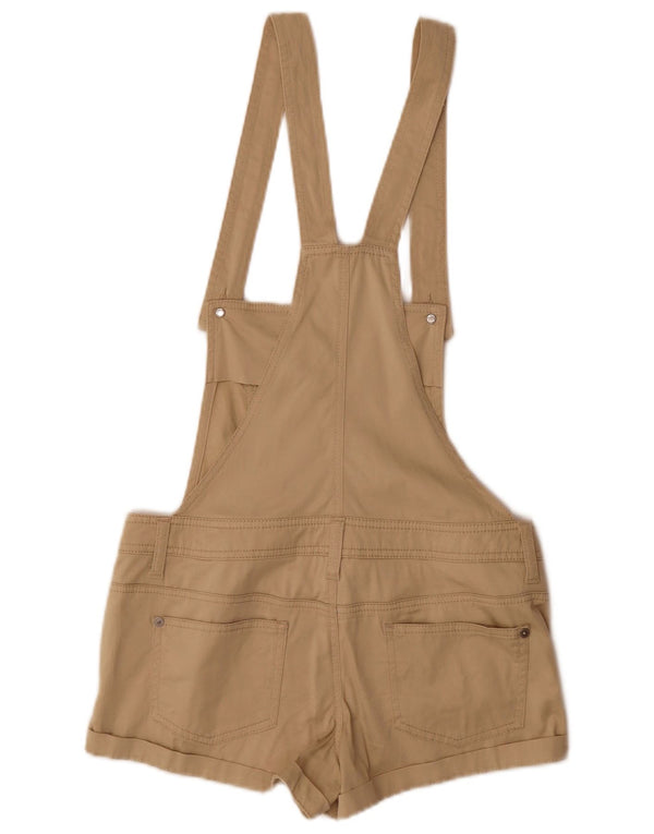 Benetton Womens Dungarees Casual Shorts IT 38 XS W30 Beige Cotton