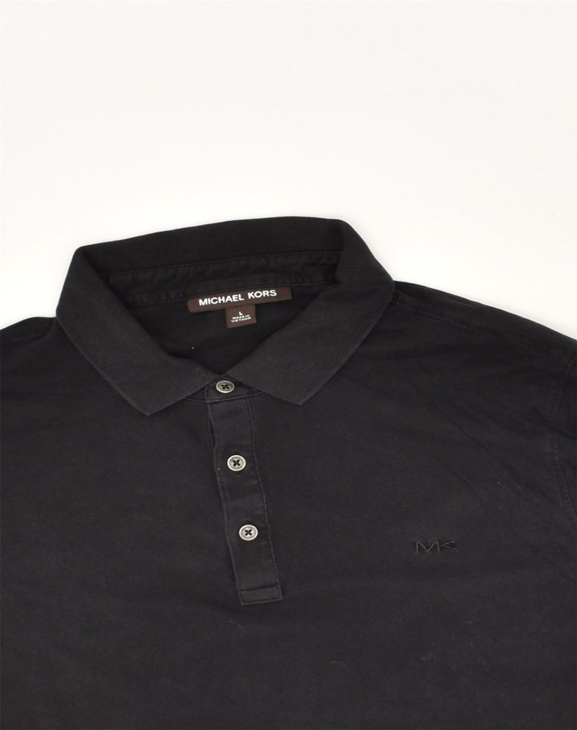 MICHAEL KORS Mens Long Sleeve Polo Shirt Large Black Cotton | Vintage Michael Kors | Thrift | Second-Hand Michael Kors | Used Clothing | Messina Hembry 