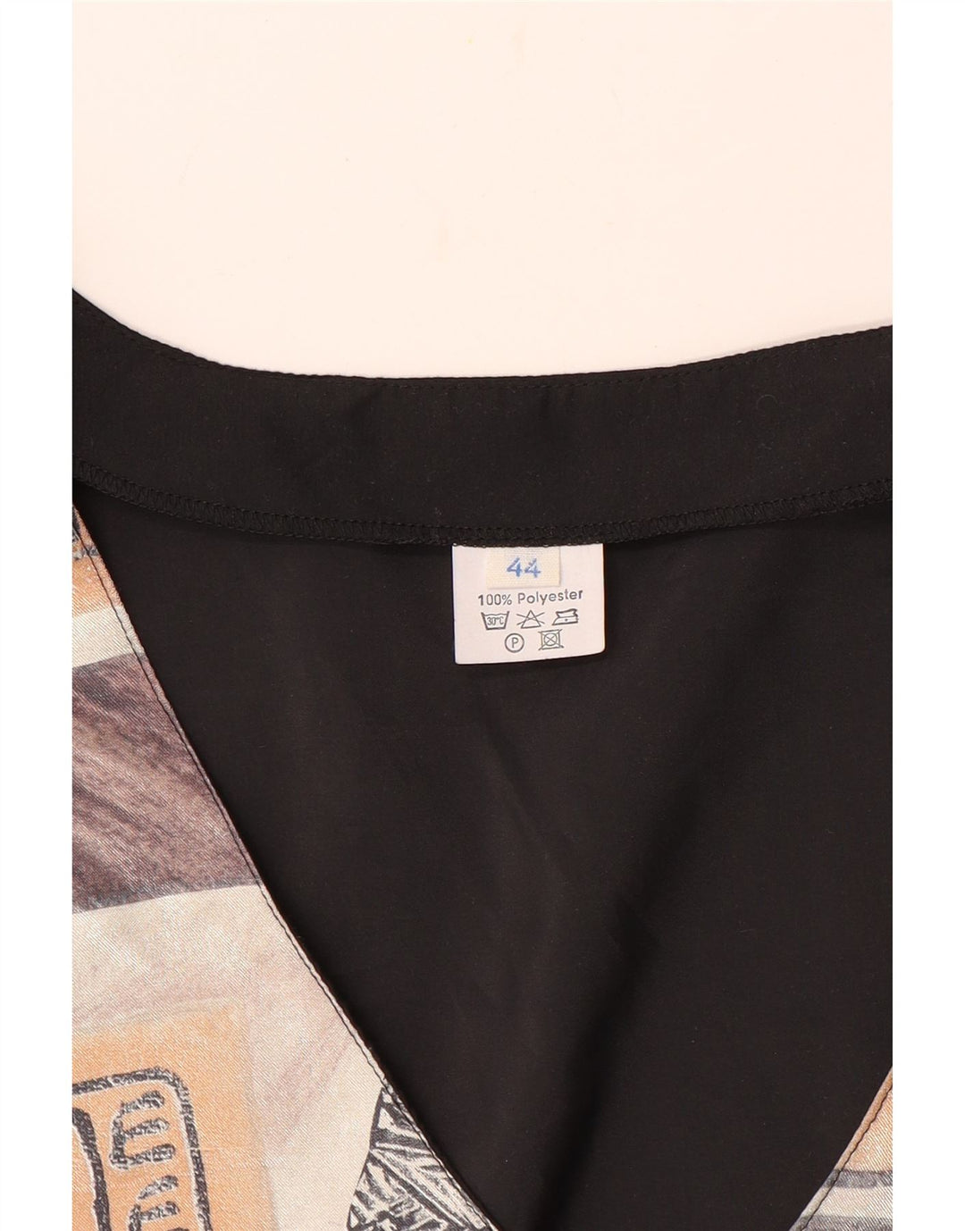 VINTAGE Womens Abstract Pattern Waistcoat EU 44 Large Brown Polyester