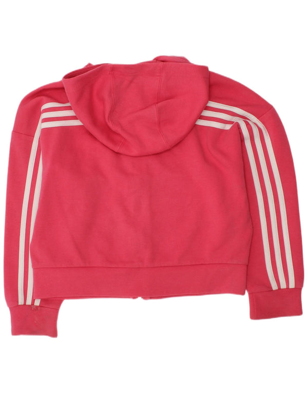Adidas Girls Zip Hoodie Sweater 9-10 Years Pink Cotton