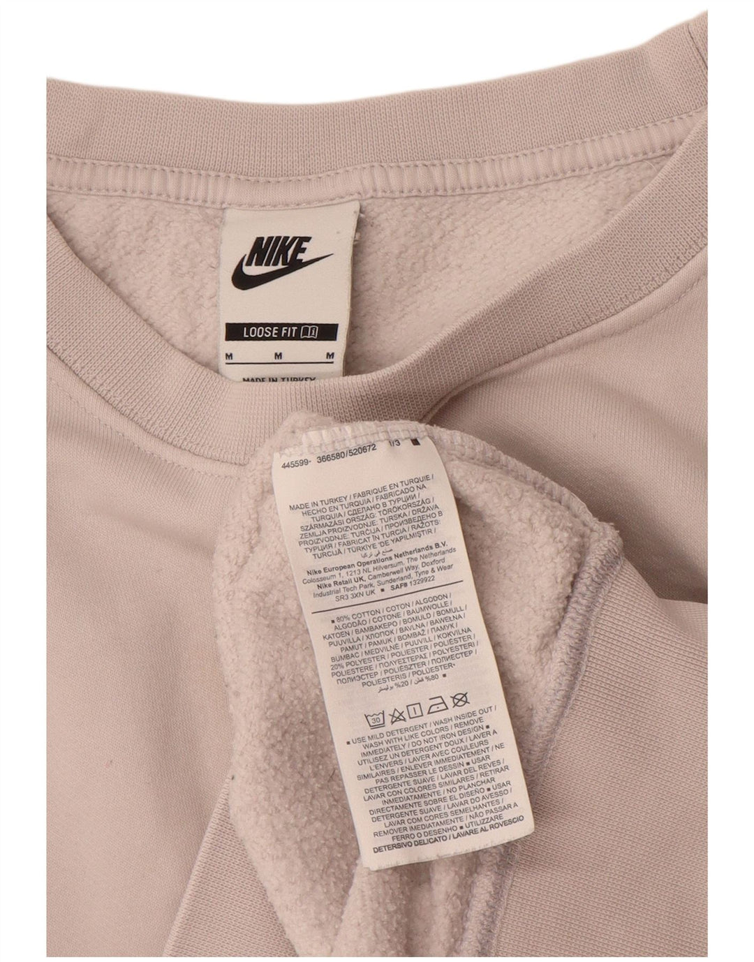 Nike Womens Sweatshirt Jumper UK 14 Medium Beige Colourblock Cotton