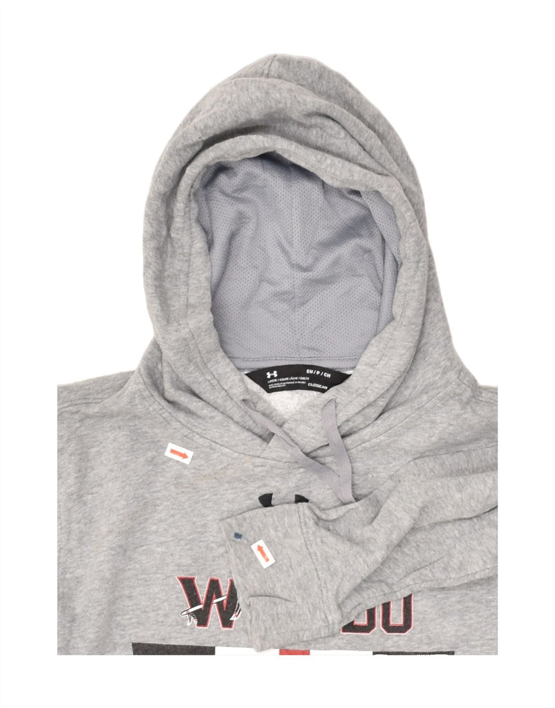 UNDER ARMOUR Mens Wando Lacrosse Graphic Hoodie Jumper Small Grey Cotton | Vintage Under Armour | Thrift | Second-Hand Under Armour | Used Clothing | Messina Hembry 