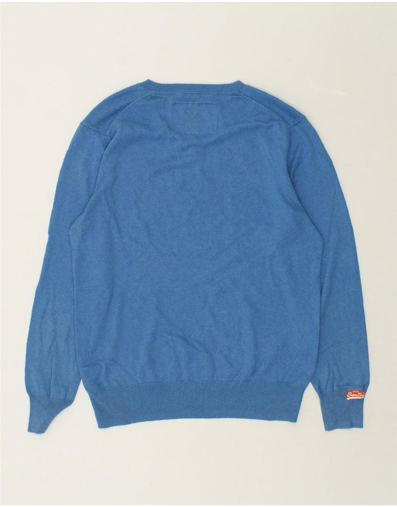 SUPERDRY Mens V-Neck Jumper Sweater XL Blue Cotton | Vintage Superdry | Thrift | Second-Hand Superdry | Used Clothing | Messina Hembry 