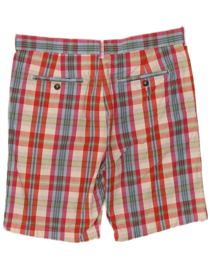 JACK WILLS Mens Chino Shorts W34 Large Multicoloured Check Cotton