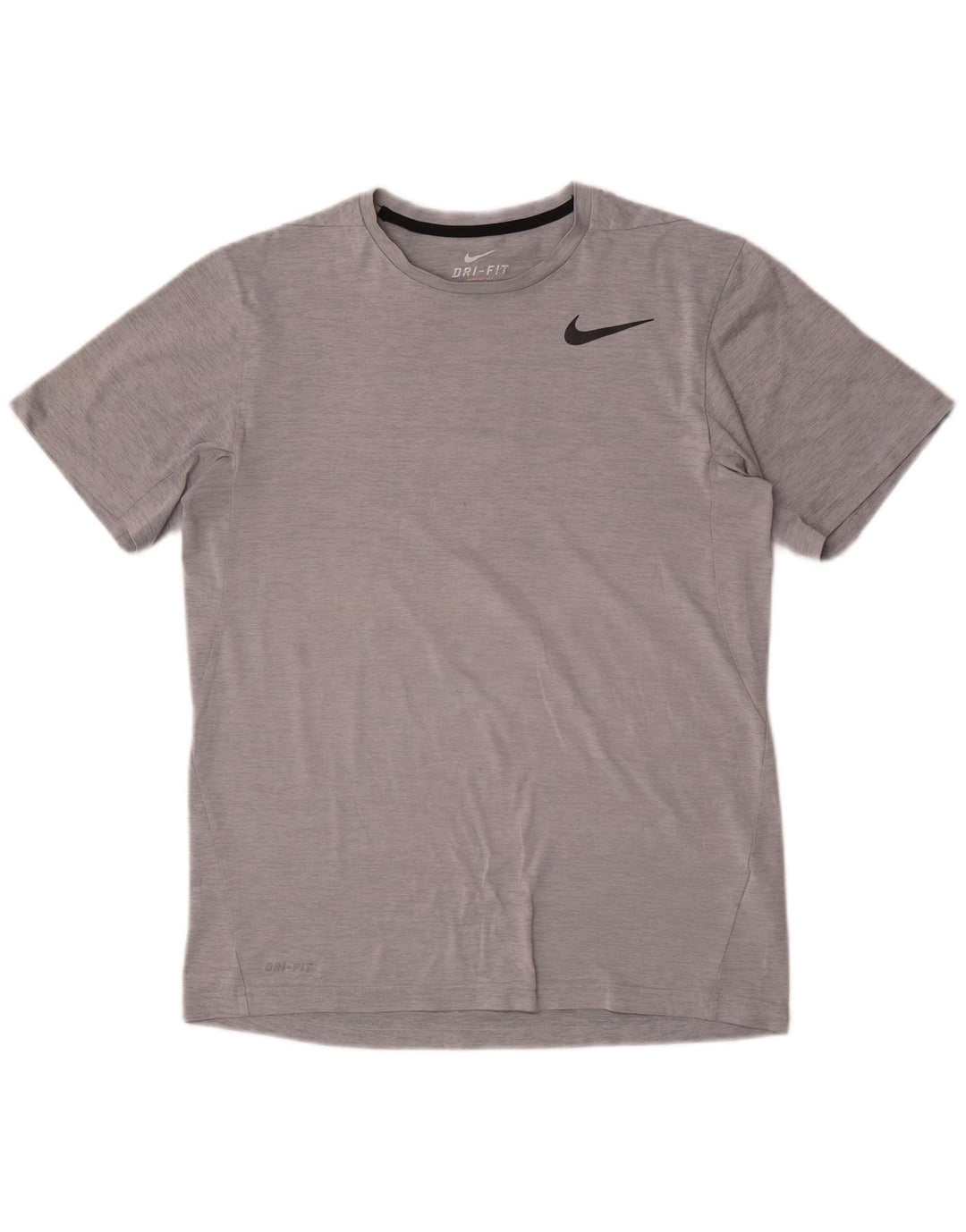 Nike Mens Dri Fit T-Shirt Top Medium Grey Pinstripe Polyester