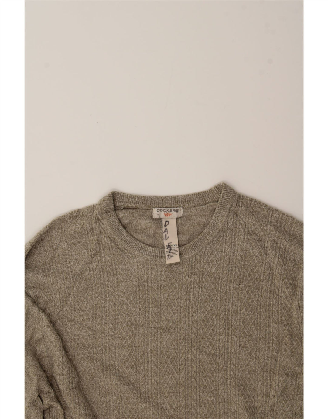 DOCKERS Mens Crew Neck Jumper Sweater 2XL Grey Acrylic Vintage Dockers and Second-Hand Dockers from Messina Hembry 