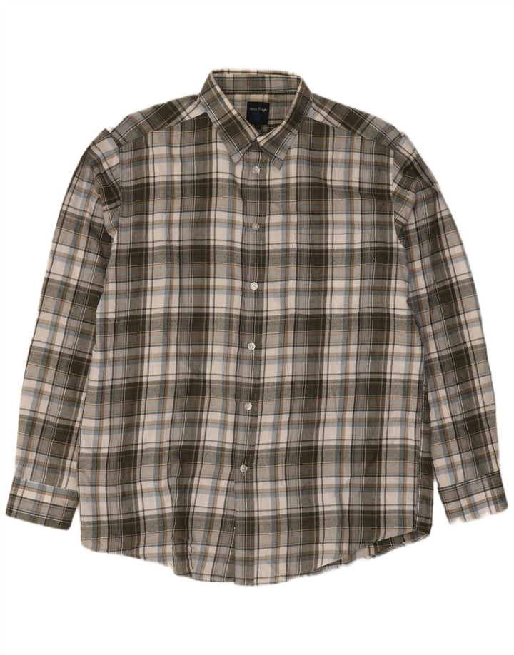 James Pringle Mens Flannel Shirt Medium Grey Check Polyester