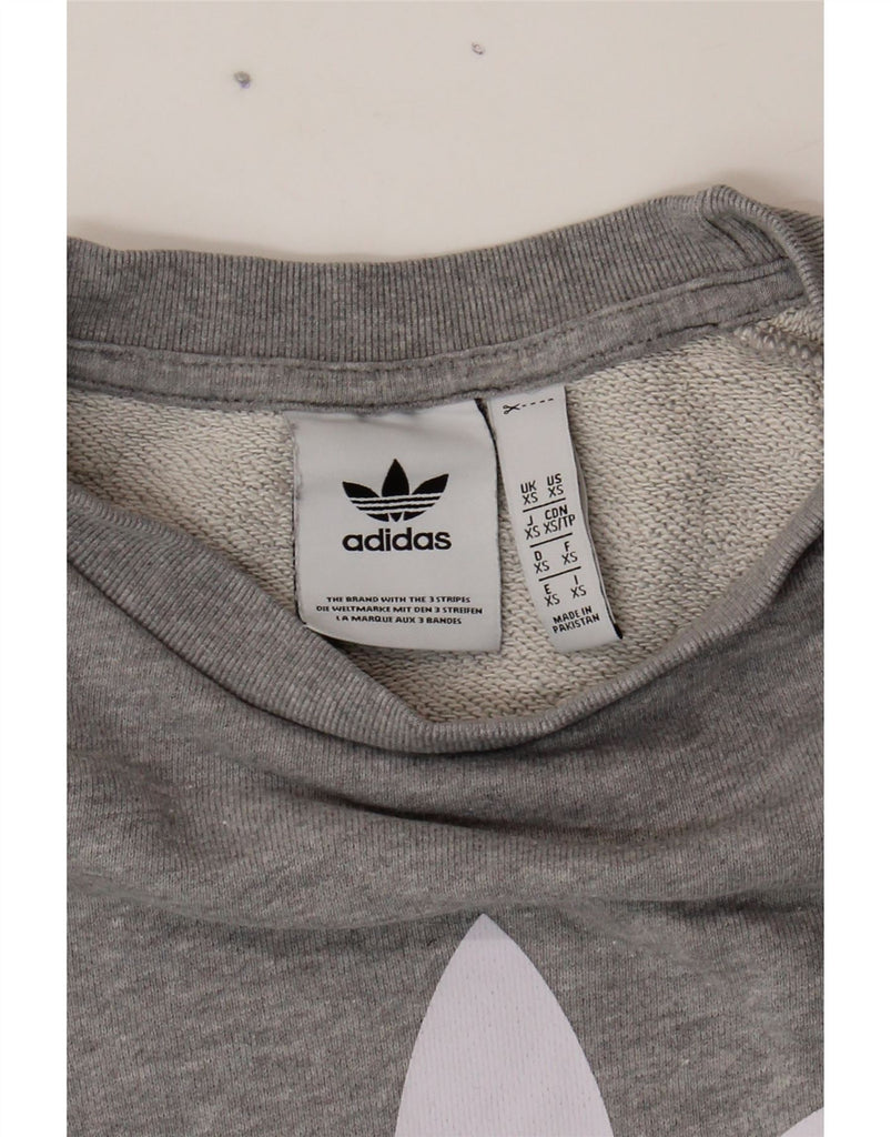 ADIDAS Mens Loose Fit Graphic Sweatshirt Jumper XS Grey Cotton Vintage Adidas and Second-Hand Adidas from Messina Hembry 
