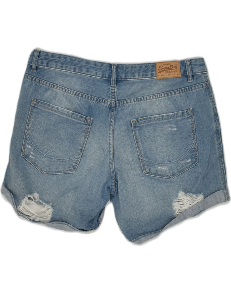 SUPERDRY Womens Distressed Denim Hot Pants W30 Medium  Blue Cotton | Vintage Superdry | Thrift | Second-Hand Superdry | Used Clothing | Messina Hembry 