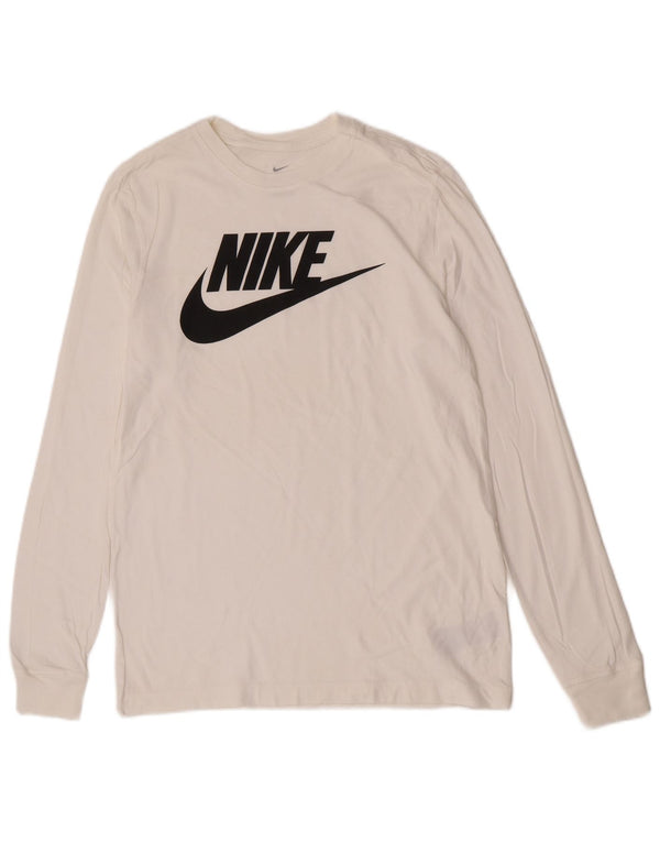 Nike Mens Graphic Regular Fit Graphic Top Long Sleeve Medium White Cotton