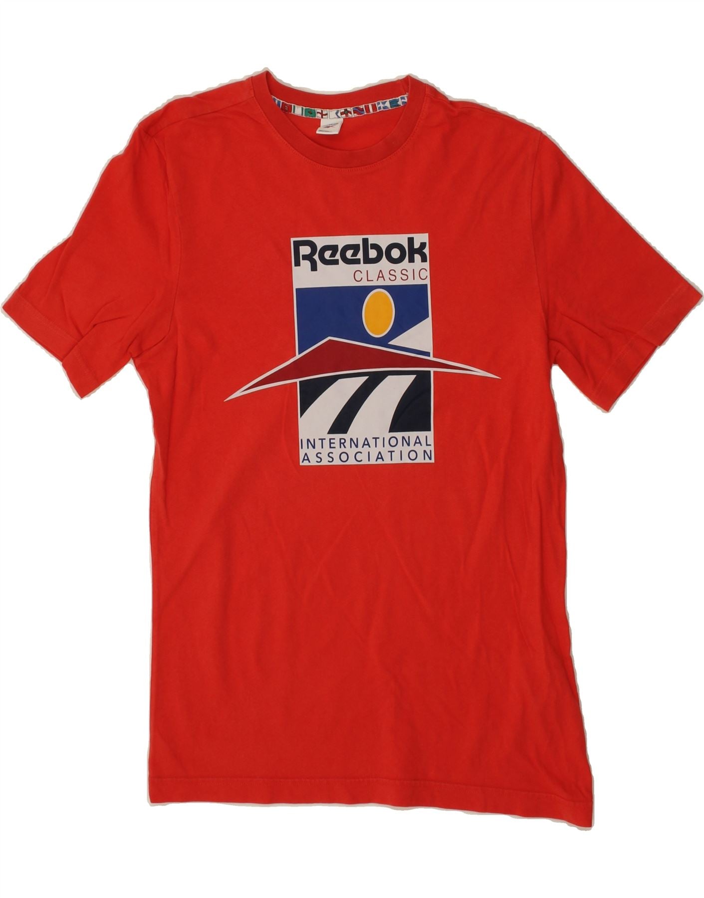 REEBOK Mens Graphic T-Shirt Top Small Red Cotton Vintage