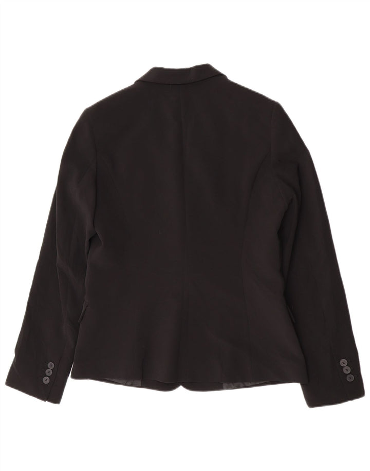 Benetton Womens 1 Button 1 Button Blazer Jacket UK 12 Medium Black Classic