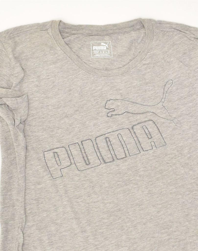 PUMA Womens Graphic T-Shirt Top UK 16 Large Grey Cotton | Vintage Puma | Thrift | Second-Hand Puma | Used Clothing | Messina Hembry 