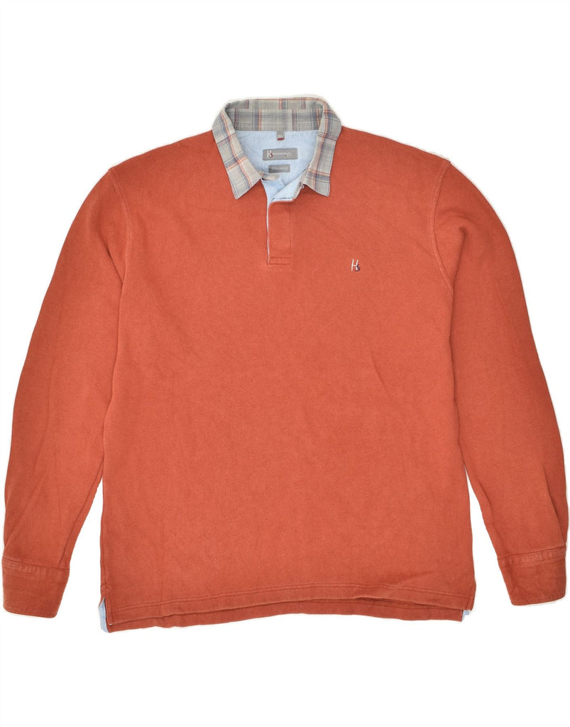 HARMONT & BLAINE Mens Long Sleeve Regular Fit Polo Shirt 2XL Orange Cotton | Vintage Harmont & Blaine | Thrift | Second-Hand Harmont & Blaine | Used Clothing | Messina Hembry 