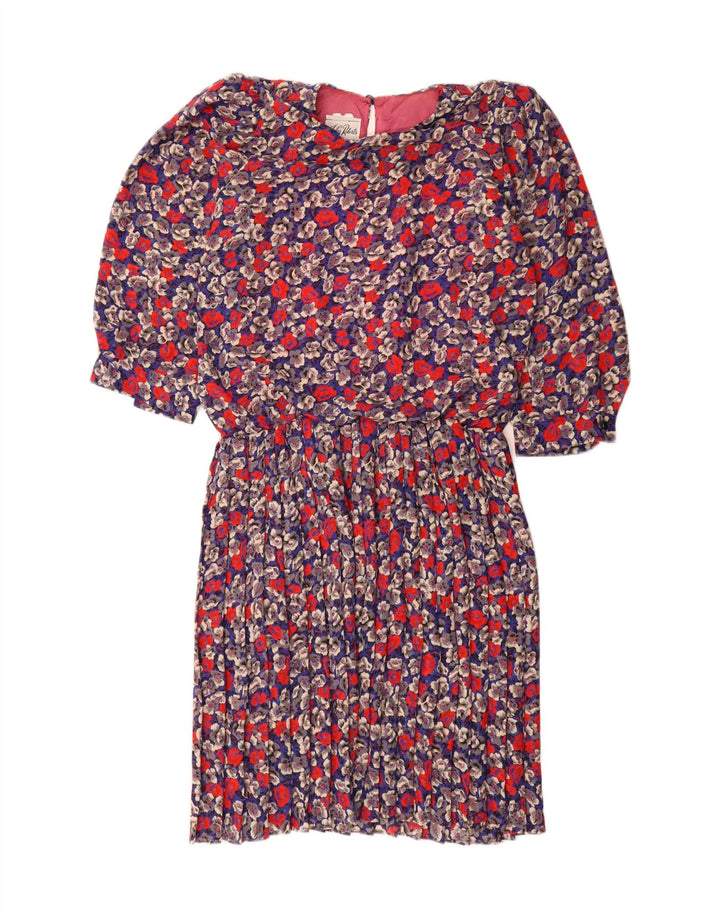 Vintage Womens 3/4 Sleeve Sheath Dress US 8 Medium Multicoloured Floral