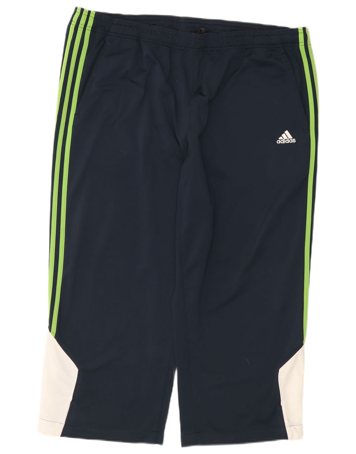 Adidas Mens Capri Tracksuit Trousers 2XL  Navy Blue Colourblock Polyester