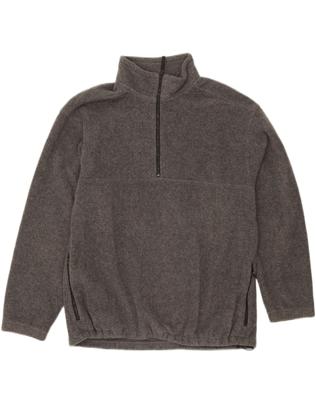 EDDIE BAUER Mens Zip Neck Fleece Jumper Large Grey Polyester Vintage Eddie Bauer and Second-Hand Eddie Bauer from Messina Hembry 