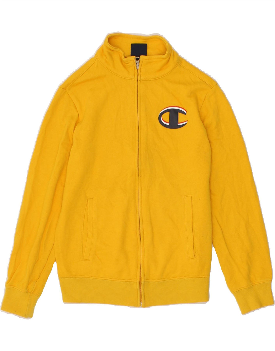CHAMPION Boys Graphic Tracksuit Top Jacket 9-10 Years Medium Yellow Cotton Vintage Champion and Second-Hand Champion from Messina Hembry 