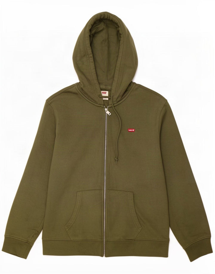 Levi's Mens Standard Zip Hoodie Sweater Large Khaki Cotton