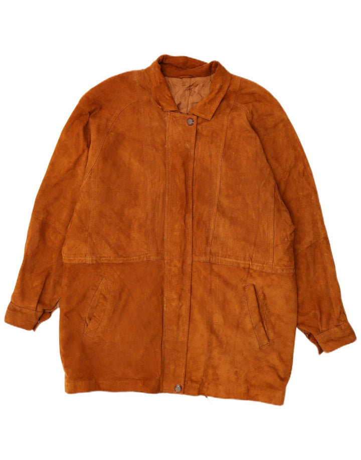 Vintage Womens Suede Overcoat UK 16 Large Brown
