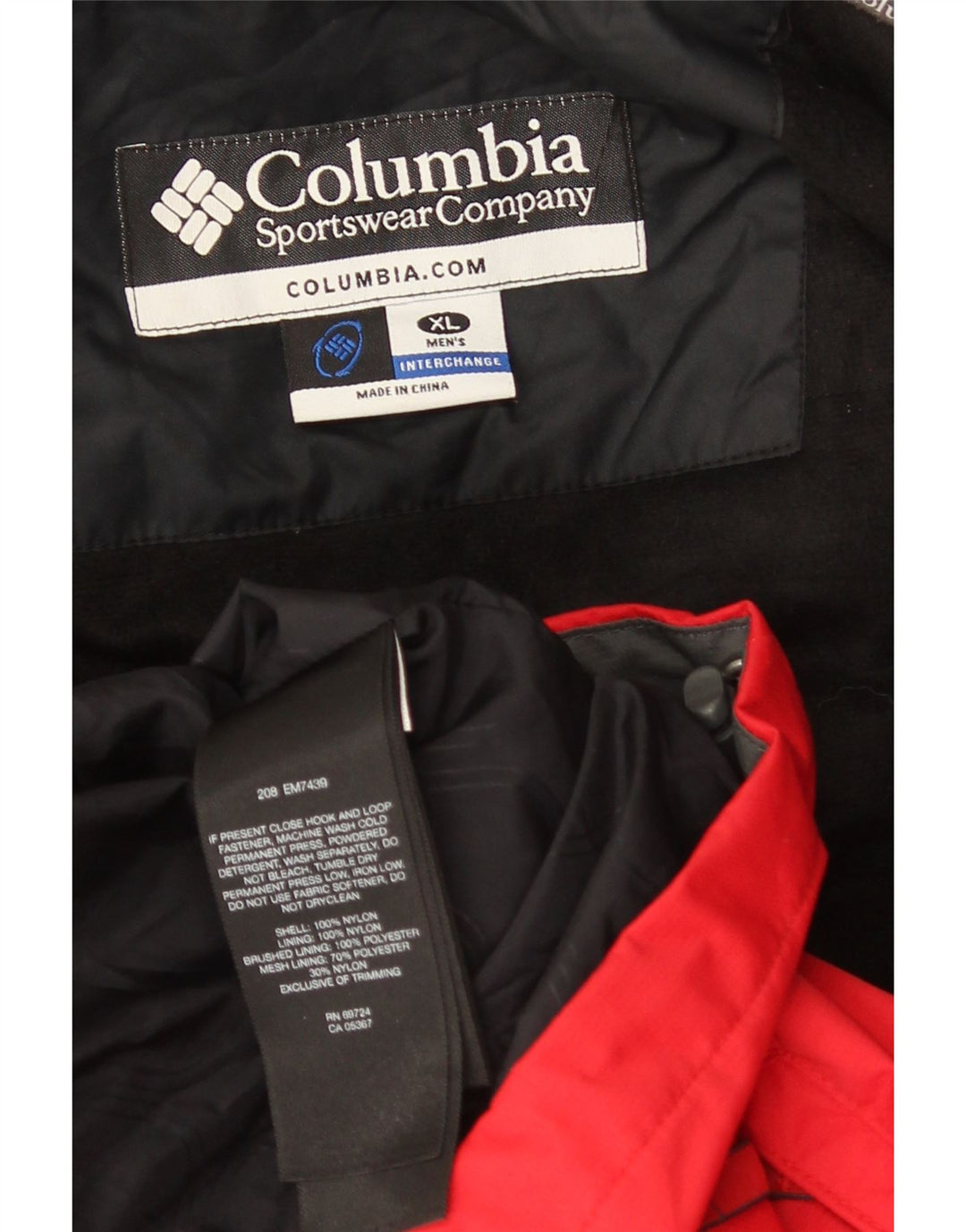 Columbia Mens Interchange Windbreaker Jacket UK 42 XL Red Colourblock
