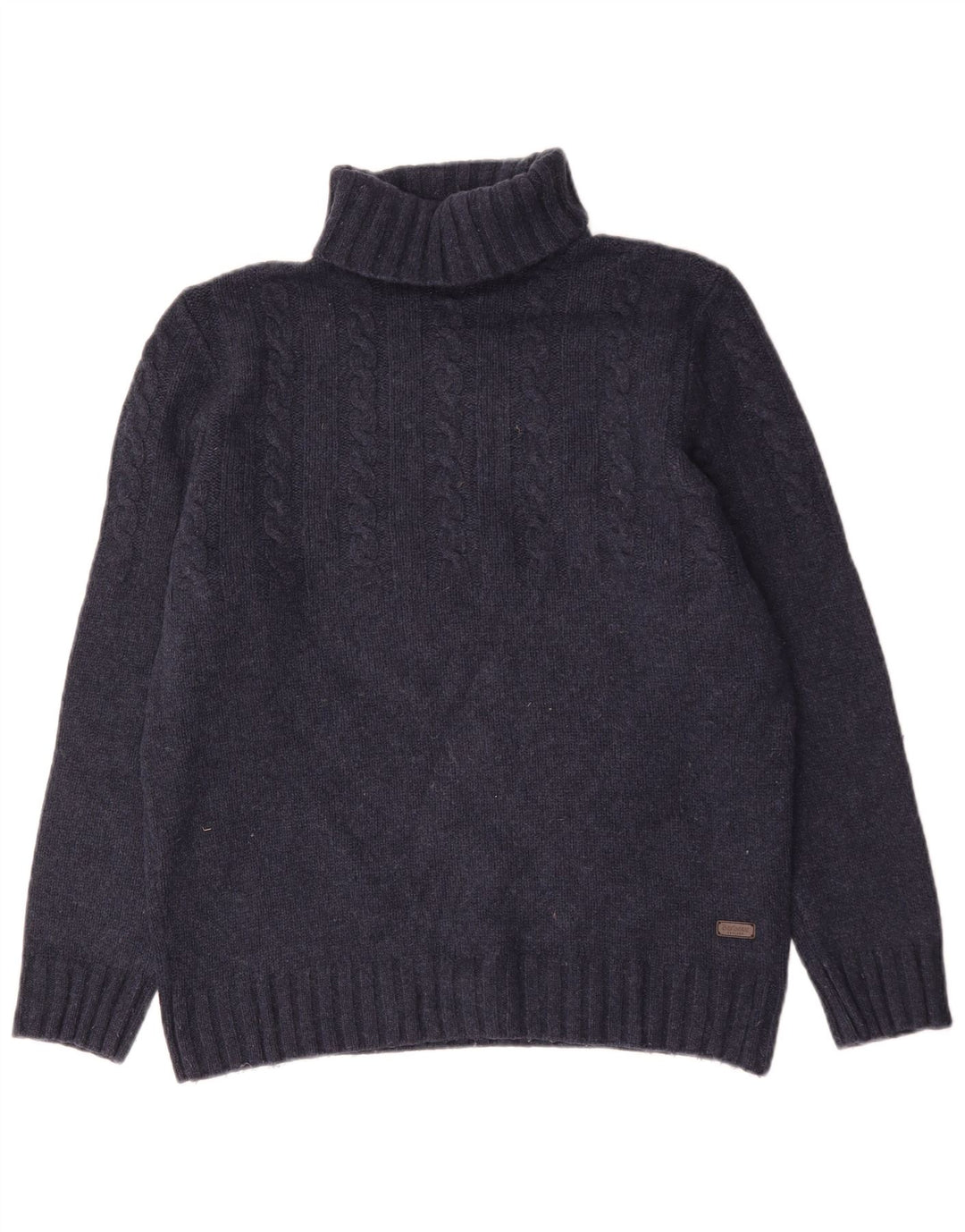 Barbour Mens Roll Neck Jumper Sweater Large Navy Blue Wool