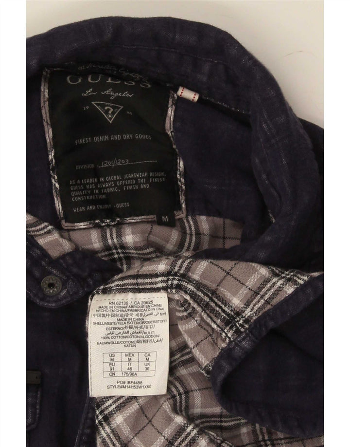 Guess Mens Shirt Size 36 Small Navy Blue Check Cotton