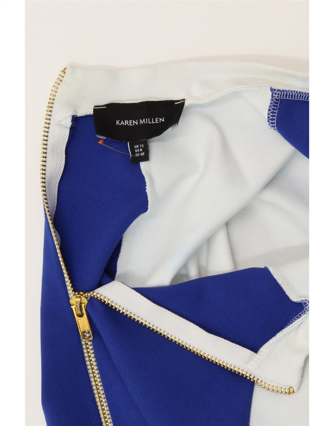 KAREN MILLEN Womens Bodycon Dress UK 12 Medium Blue Colourblock Modern