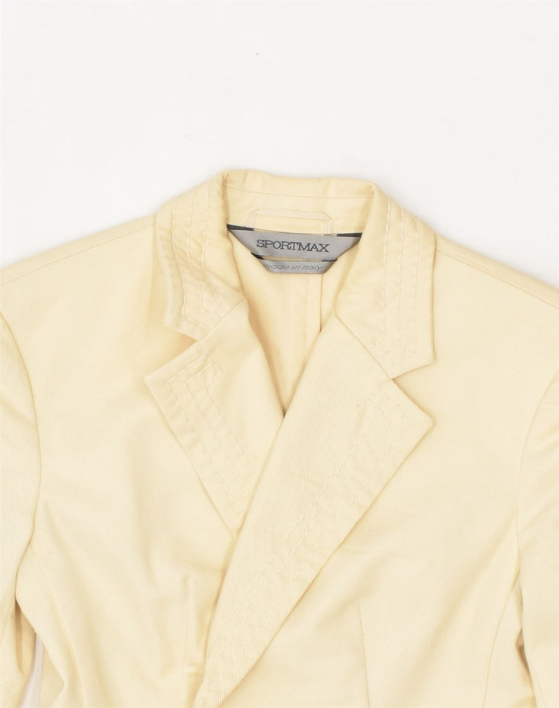 SPORTMAX Womens 1 Button Blazer Jacket UK 4 XS Yellow Cotton | Vintage | Thrift | Second-Hand | Used Clothing | Messina Hembry 