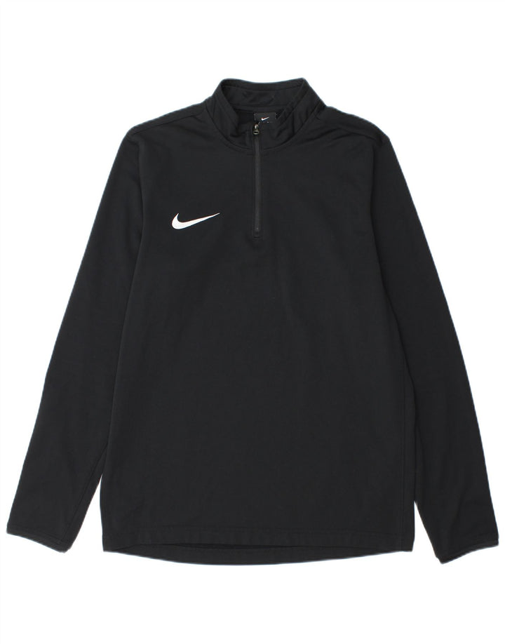 Nike Mens Dri Fit Zip Neck Pullover Tracksuit Top Medium Black Polyester