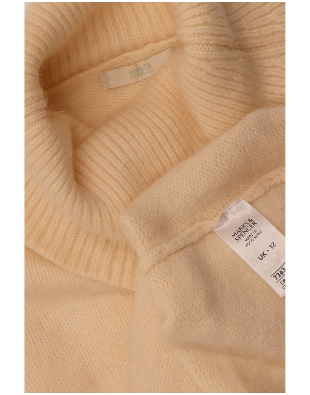Marks & Spencer Womens Roll Neck Jumper Sweater UK 12 Medium Beige Floral