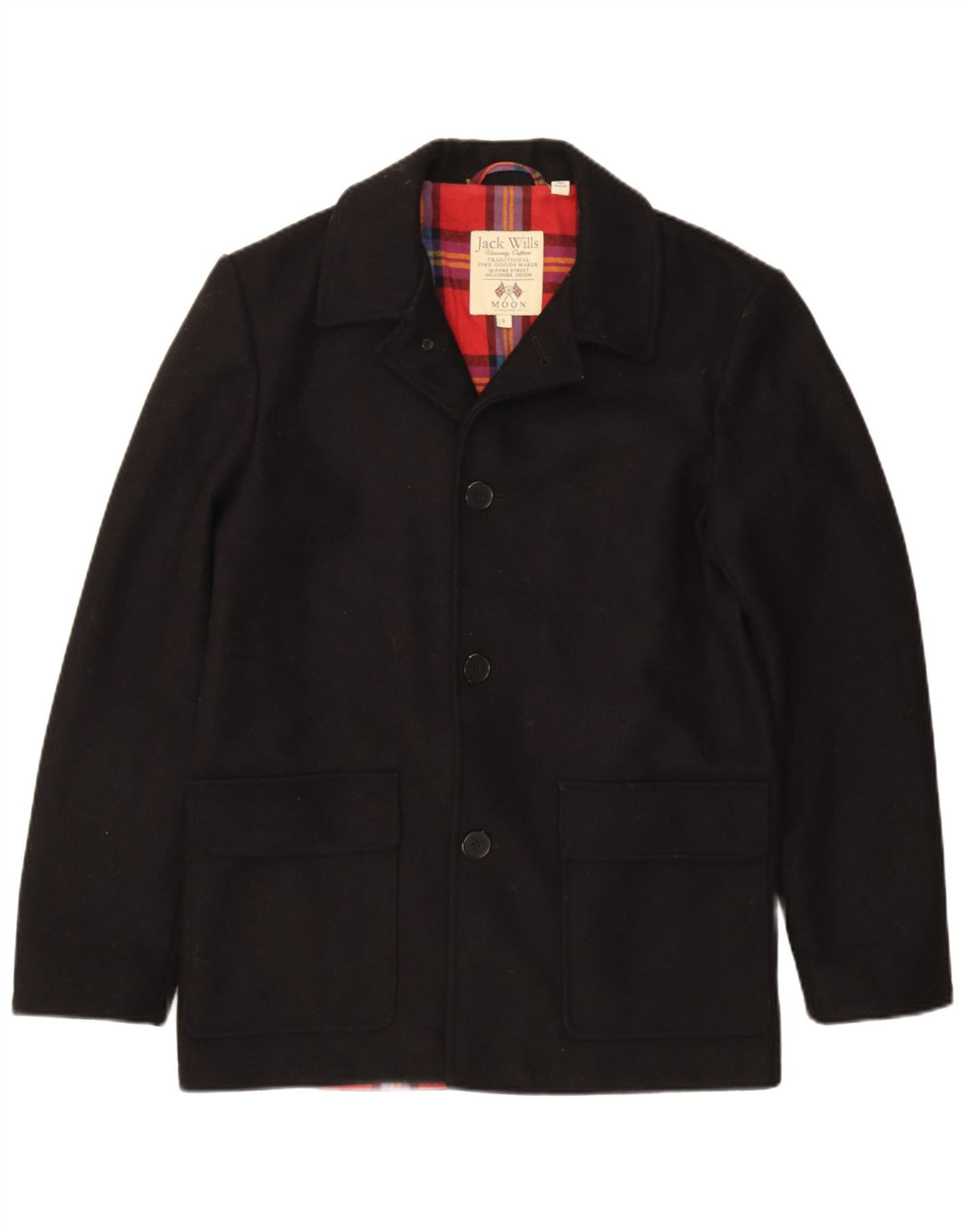 Jack Wills Mens 3 Button Blazer Jacket UK 36 Small Black Wool