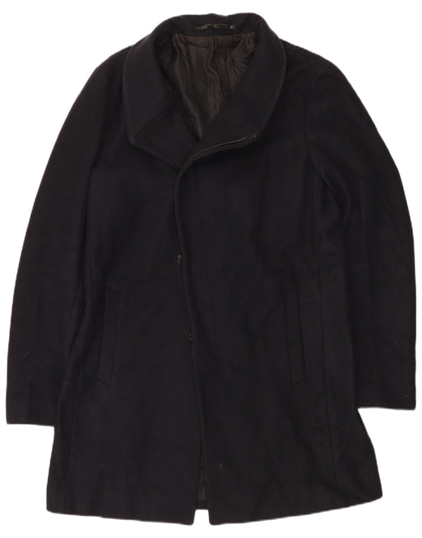 ALL SAINTS Mens Overcoat UK 40 Large Black Wool