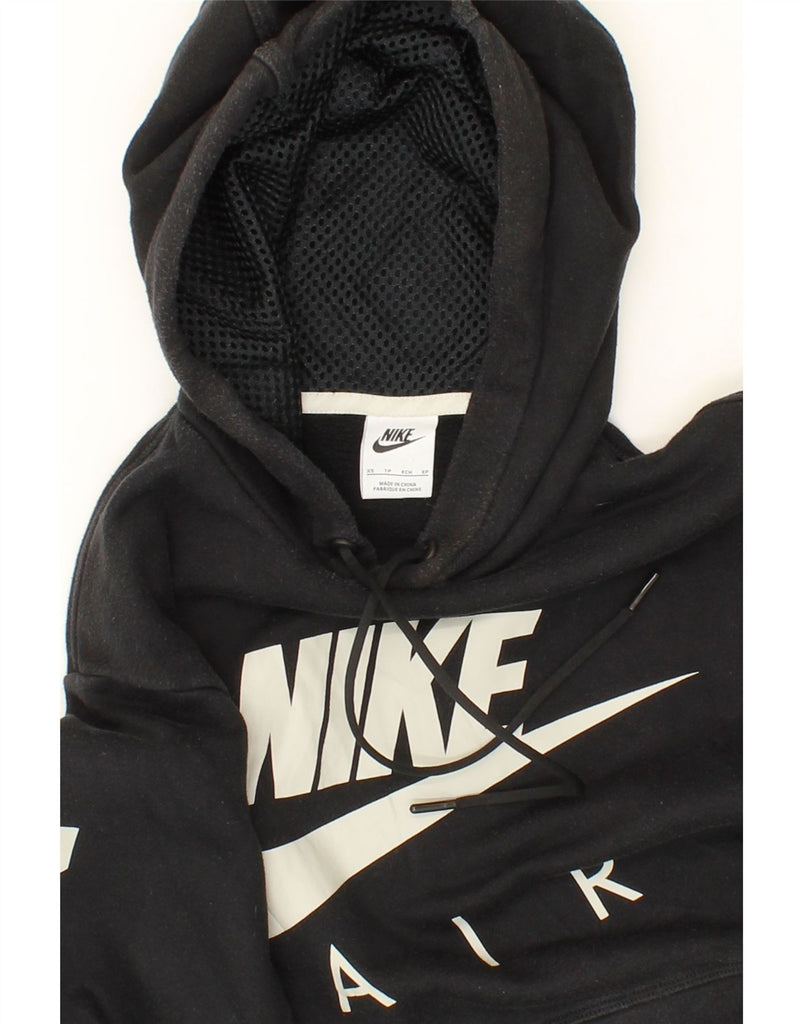 NIKE Womens Graphic Oversized Hoodie Jumper UK 6 XS Black Cotton Vintage Nike and Second-Hand Nike from Messina Hembry 