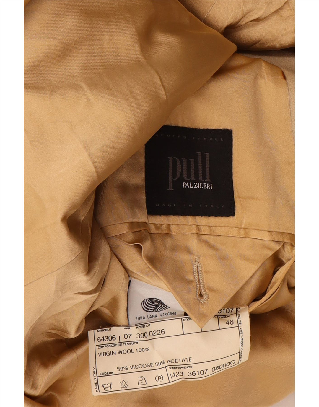 Pal Zileri Mens Overcoat IT 46 Small Beige Virgin Wool