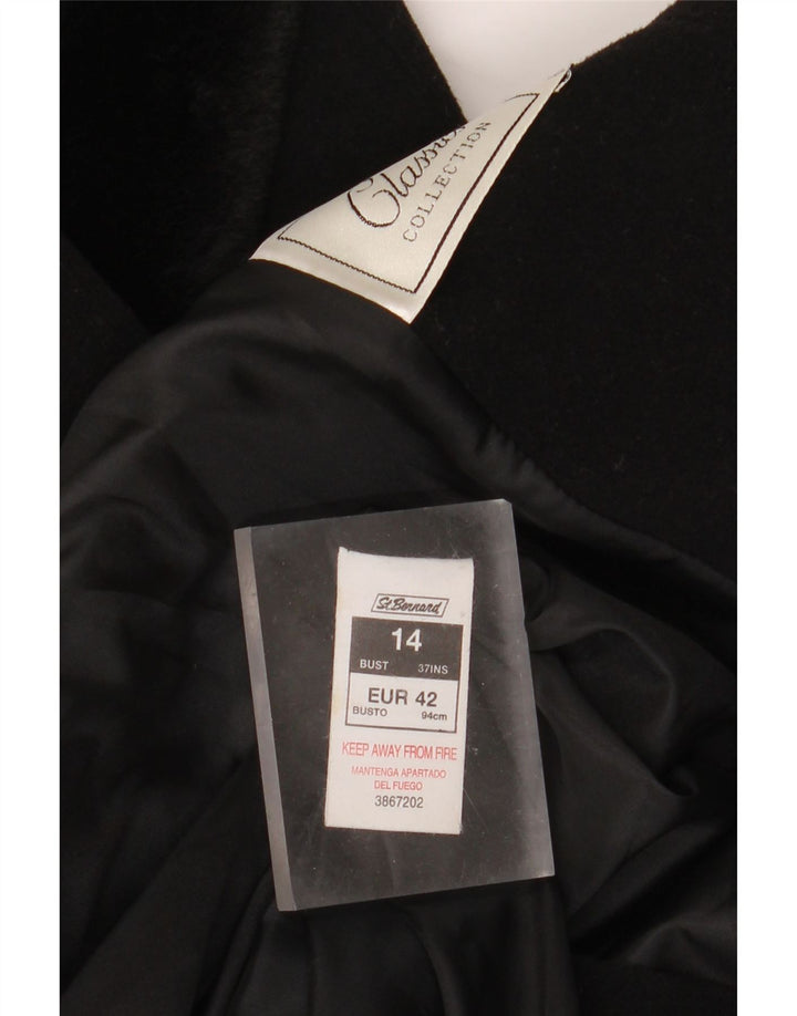 St. Bernard Womens Double Breasted Coat UK 14 Large Black Wool