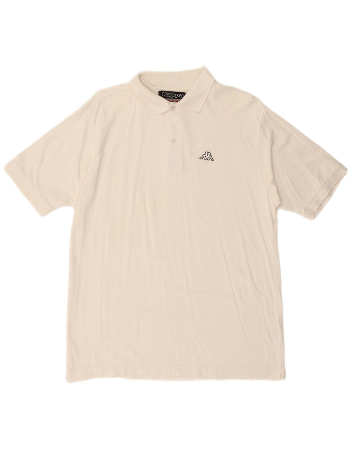 KAPPA Mens Polo Shirt Large White Cotton