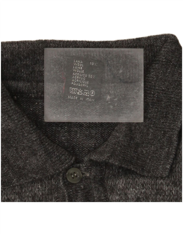 Rinaldi Mens Polo Neck Jumper Sweater Medium Grey Argyle/Diamond Wool