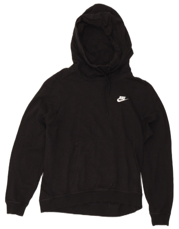 Nike Womens Hoodie Jumper UK 12 Medium Black Cotton