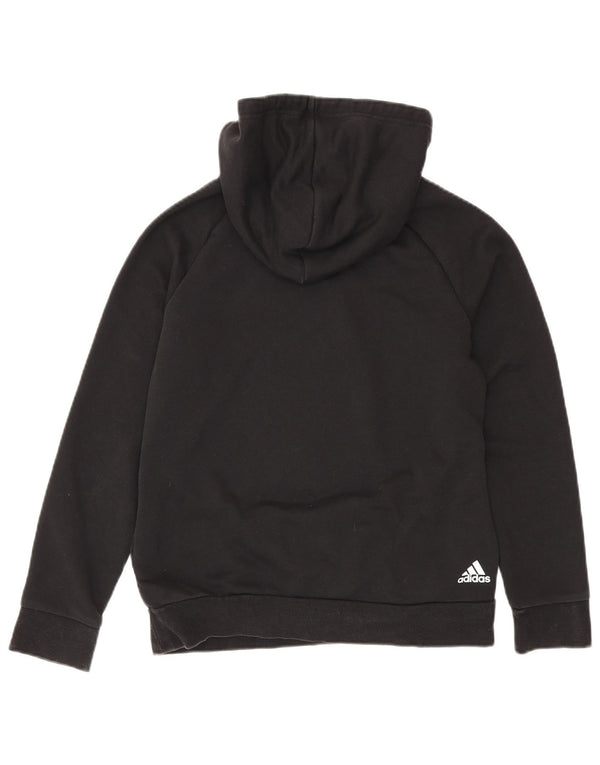 Adidas Womens Graphic Hoodie Jumper UK 12/14 Medium Black Cotton
