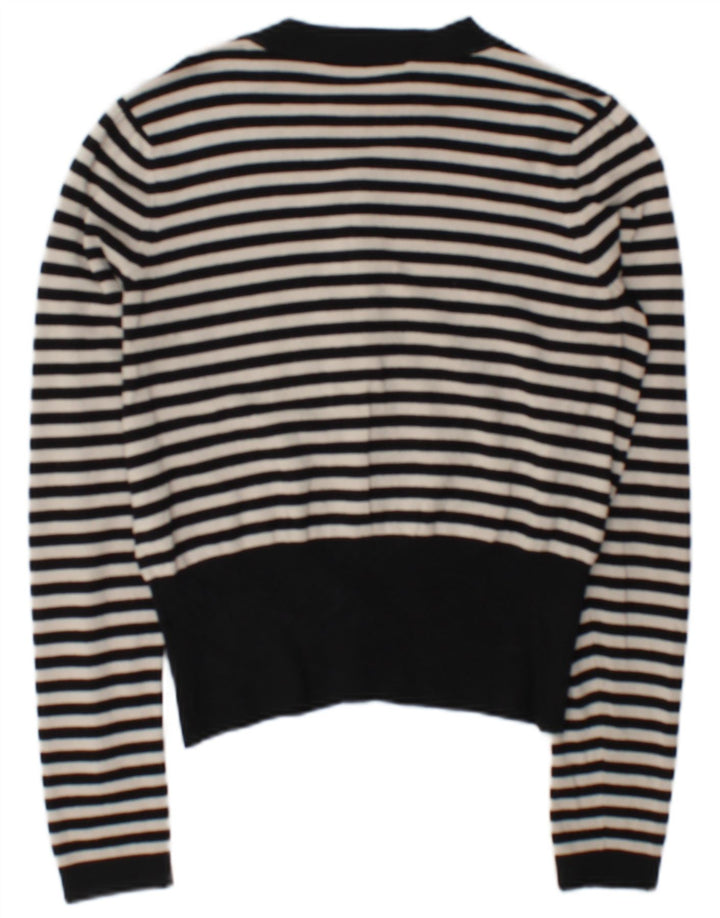 Coast Womens Cardigan Sweater UK 12 Medium Black Striped Viscose